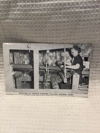 Old Pioneer Village Postcard,  Weaving In The Loom Shop,  Minden,  Ne