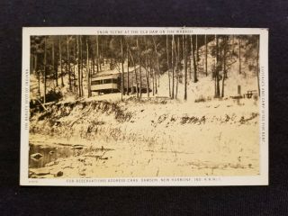 Harmony Posey County In Indiana Postcard Snow Scene Old Dam Cabin