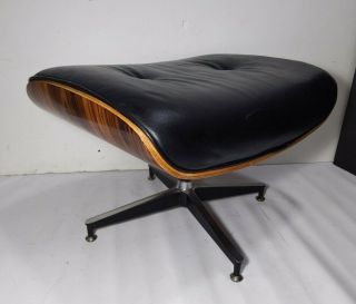 Vintage Mid Century Modern Bentwood Footstool Ottoman Black Vinyl Eames Style