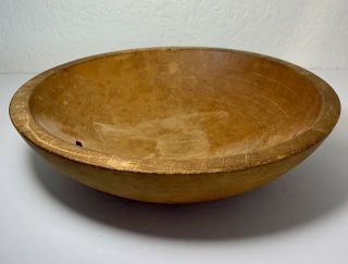 Vintage Munising Primitive Wooden Dough Bowl Solid Wood 11 " Diameter