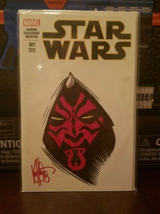 Star Wars 1 Marvel Sketch Variant Dynamic Forces Darth Maul Remarked And Signed