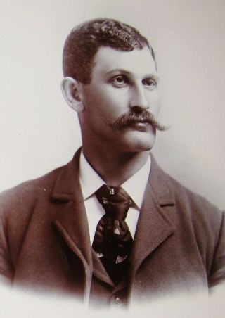 Cabinet Photo Exceptionally Handsome Dapper Young Man W/ Mustache Garnett Kansas