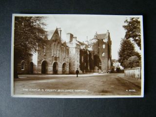 Old Valentine Real Photo Postcard Of Castle & County Buildings,  Dornoch.