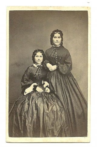 1860s Salem Ohio Cdv Of Two Sisters In Black Dresses - Cw Tax Stamp