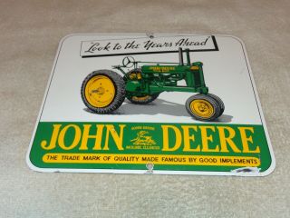 Vintage John Deere Farm Tractor Moline Illinois 12 " Porcelain Metal Gas Oil Sign