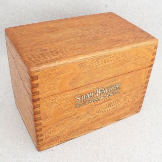 Antique 1920s Shaw Walker Dovetail Oak Recipe Index Card Desk File Box Caddy