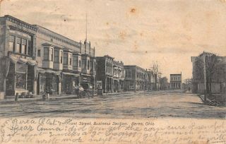 Oh111 Berea,  Ohio,  Front Street Business Section Town View Vintage 1907 Postcard