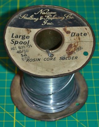 1 Vintage Nassau Solder Rm531301 45/55.  070 Rosin Core Spool 3lb 10oz
