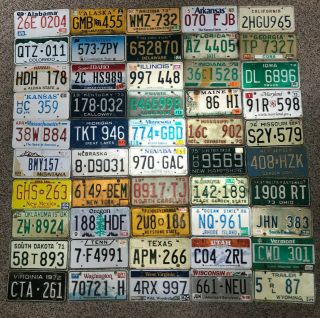 All 50 States Usa License Plates - Vintage 1970 