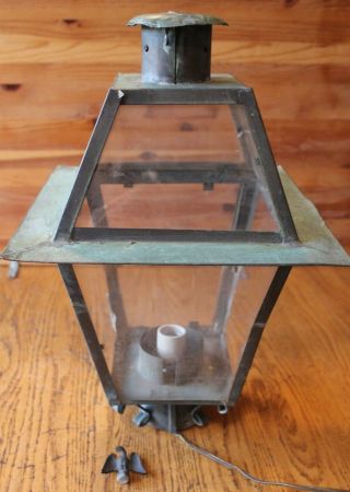 Large Copper Lantern Vintage Post Topper Light Fixture Eagle Finial Rustic Decor