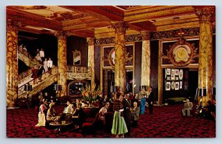 Vintage Postcard Fairmont Hotel San Francisco Ca Lobby Interior Staircase