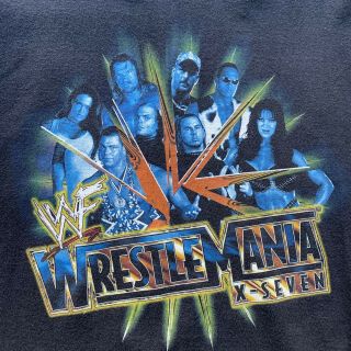 Vtg WWF WrestleMania X - Seven 17 Wrestling Tee Black Graphic Shirt Mens Sz L WWE 2