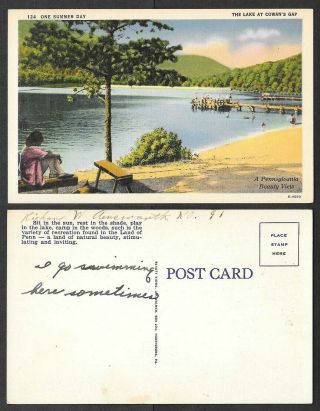 Old Pennsylvania Postcard - The Lake At Cowan 