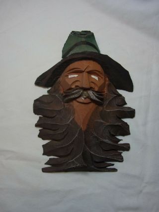 Vintage German Black Forest Carved Wood Gnome Wall Ornament S
