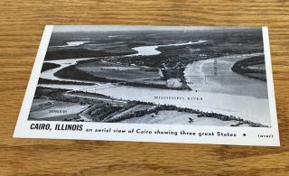 12/28) Vtg Rare Cairo Showing Three Great States,  Cairo,  Illinois Postcard.
