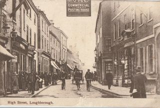 R England Leicestershire Old Postcard English High Street Loughborough