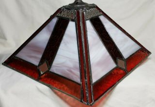 Antique Arts And Crafts Mission Style Slag Stained Glass Lamp Shade