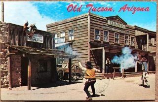 Vintage Postcard Petley - Old Tucson,  Arizona “the Bank Holdup” Act - Postmarked