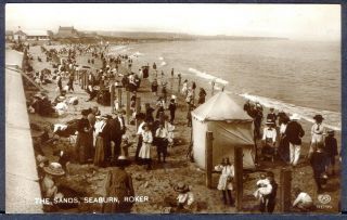 The Sands,  Seaburn,  Roker.  1915 Vintage Real Photo Postcard.  Uk Postage