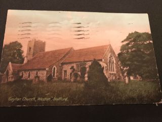 Old Staffordshire Postcard Gayton Church Weston Stafford 1928 To Hall Blackpool