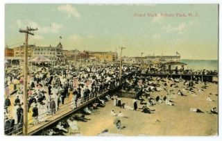 102320 Crowds At Boardwalk Vintage Asbury Park Nj Postcard
