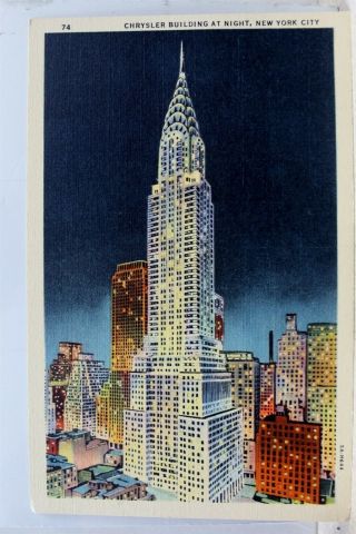 York Ny Nyc Chrysler Building Night Postcard Old Vintage Card View Standard