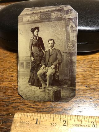 Antique Civil War Era Victorian Man Women Tintype Photo Photograph Vintage