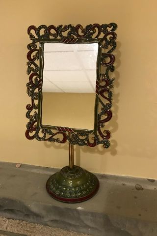 Vintage Antique Style Ornate Vanity Makeup Decorative Mirror With Stand