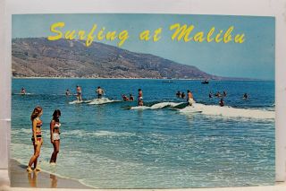 California Ca Malibu Beach Surfing Los Angeles Coastline Postcard Old Vintage Pc