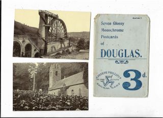 Isle Of Man Douglas 7 Vintage Postcards In Paper Wallet 27.  12