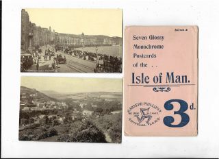 Isle Of Man 7 Vintage Postcards In Paper Wallet 27.  12