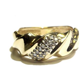 10k Yellow Gold.  098ct Vs1 G Diamond Wave Cluster Band Ring 5.  6g Estate Vintage