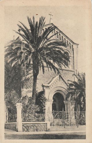 Carte Postale Ancienne Old Postcard Menton église évangélique Française Horaire