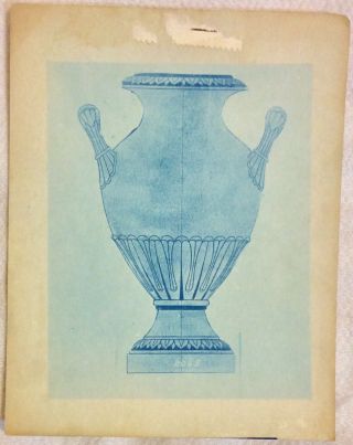 Very Rare 1890s 1900s Greece Greek Vase Amphora Cyanotype Photo