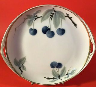 Rosenthal Donatello Cake Plate Pate Sur Pate Blue Cherries Handled Antique