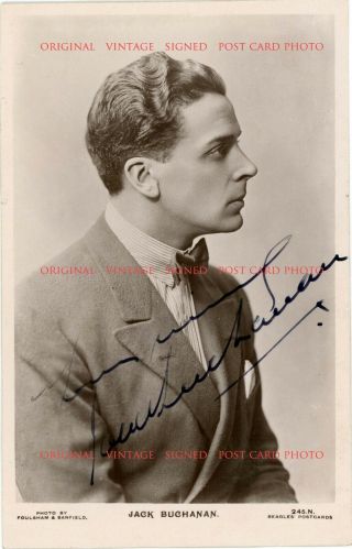Vintage 1920s Autographed Jack Buchanan Signed Post Card Photograph Singer Actor