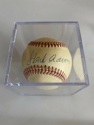 Vintage Hank Aaron Signed Feeney Official Rawlings National League Baseball