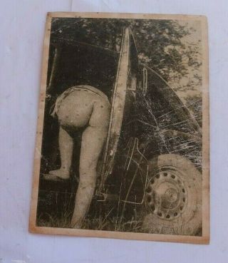 Rare Vintage Antique 7.  5 " Photo Photograph Butt Getting Into Car Auto Person Nr