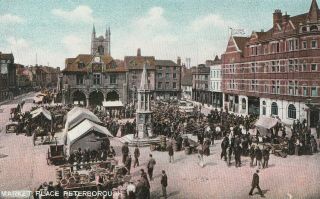 R Cambridgeshire England English Old Postcard Market Place Peterborough
