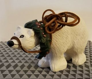K.  Kratz Carved Wood Polar Bear Figure Limited Numbered 489/3000 Christmas