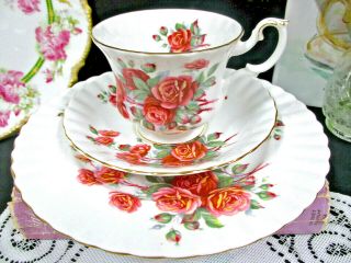 Royal Albert Tea Cup And Saucer Trio Peach Rose Centennial Rose Teacup England