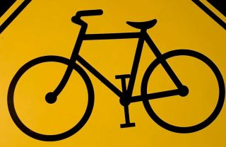 VINTAGE 41” 1950’S CITY OF CHICAGO BIKE BICYCLE SIGN 15 LB PORCELAIN 2