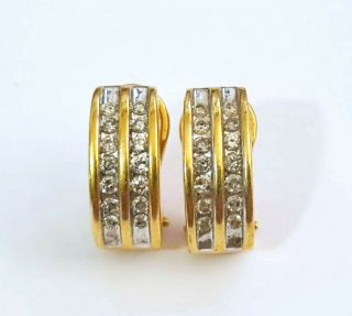Vintage 14k Yellow Gold Earrings W.  28x Diamond Accents By A.  J.  (thb)