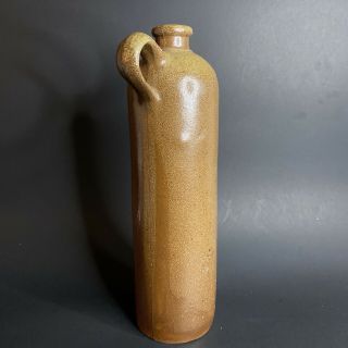 Antique Stoneware Brown Tall Bottle Jar 19th Century Salt Glaze Beer Seltzer 2