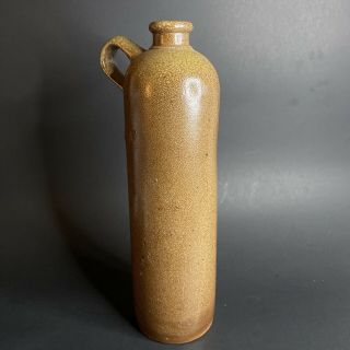 Antique Stoneware Brown Tall Bottle Jar 19th Century Salt Glaze Beer Seltzer 3