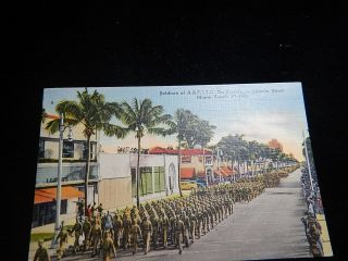 Old Post Card Soldiers Of Aafttc On Parade Miami Beach Fl Florida