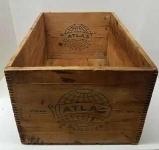 Atlas Powder Co High Explosives Wood Box Crate Dynamite 17.  5 " X 13.  5 ".  X 11.  25