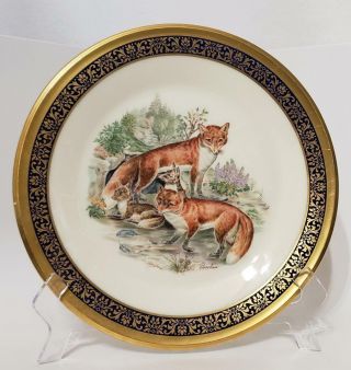 Vintage Lenox Boehm Red Foxes Woodland Wildlife Collector Plate 1974 Second