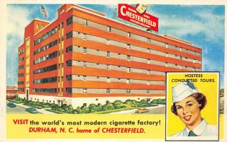 Nc87 Durham,  North Carolina,  Chesterfield Cigarette Factory,  Vintage Postcard