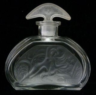 Vintage Melba Art Deco Perfume Bottle Raised Figure Of Nude Woman Clear & Frost